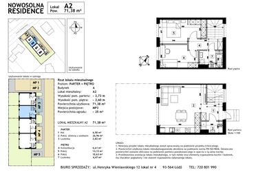 Rzut - Mieszkanie na sprzedaż 3 pokoje o powierzchni 71,38 m² - numer A2 w Nowosolna Residence