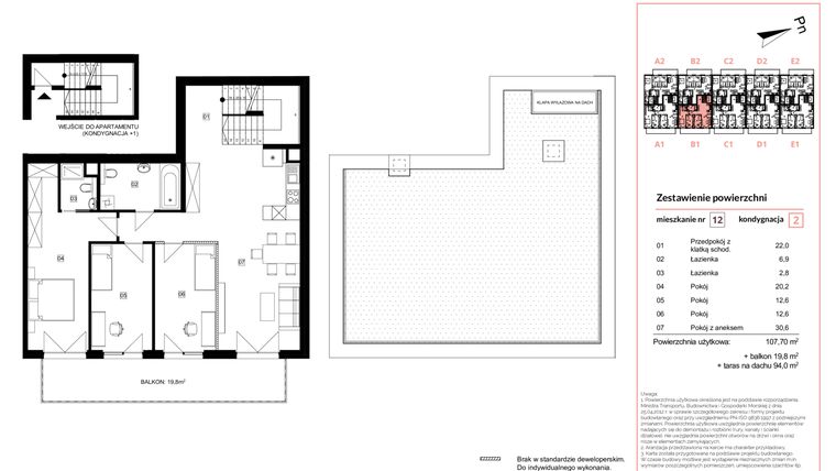 Rzut - Mieszkanie na sprzedaż 4 pokoje o powierzchni 107,7 m² - numer 12 w Apartamenty Kościelna