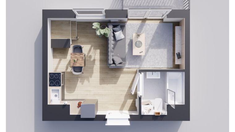 Rzut - Mieszkanie na sprzedaż 2 pokoje o powierzchni 50,88 m² - numer 23/68 w Odrzańskie Bulvary