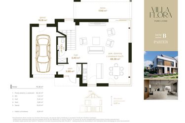 Rzut - Dom na sprzedaż 5 pokoi o powierzchni 191,28 m² - numer 3B w Villa Flora