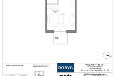 Rzut - Mieszkanie na sprzedaż 1 pokój o powierzchni 26,58 m² - numer 2M05 w Początek Piątkowo bud. F