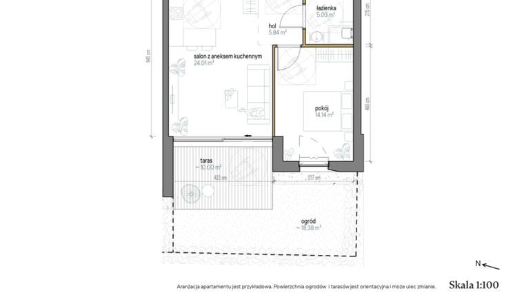 Rzut - Mieszkanie na sprzedaż 2 pokoje o powierzchni 49,02 m² - numer A/0/5 w Kopernika 71