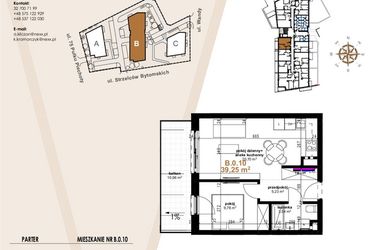 Rzut - Mieszkanie na sprzedaż 2 pokoje o powierzchni 39,25 m² - numer VB.0.10 w Vanda Park