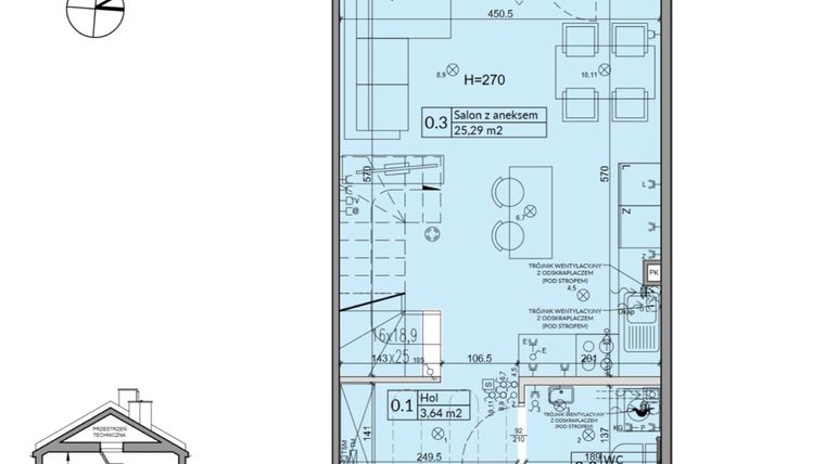 Rzut - Dom na sprzedaż 3 pokoje o powierzchni 62,3 m² - numer 23B w Osiedle Stokrotki etap 3
