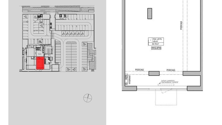 Rzut - Lokal użytkowy na sprzedaż 1 pokój o powierzchni 79,67 m² - numer 2.U1 w Niebieski Bursztyn II