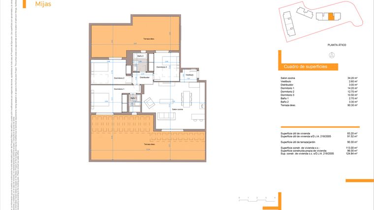Rzut - Mieszkanie na sprzedaż 3 pokoje o powierzchni 97,35 m² - numer P4-3B w Vitta Marina