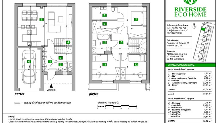 Rzut - Dom na sprzedaż 4 pokoje o powierzchni 123 m² - numer F1 w Riverside Eco Home