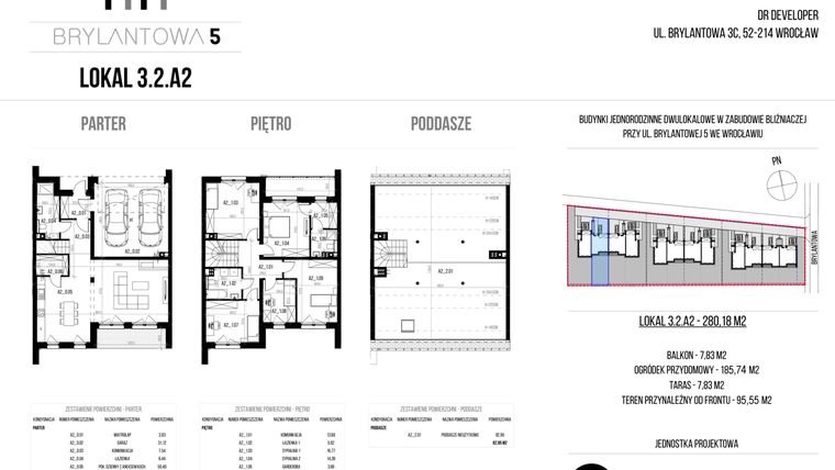 Rzut - Dom na sprzedaż 6 pokoi o powierzchni 280,18 m² - numer 3.2.A2 w Brylantowa 5