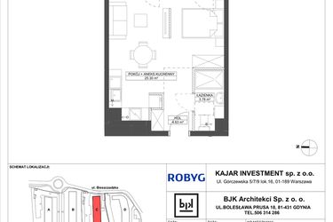 Rzut - Mieszkanie na sprzedaż 1 pokój o powierzchni 33,71 m² - numer C.1M04 w Foresteria