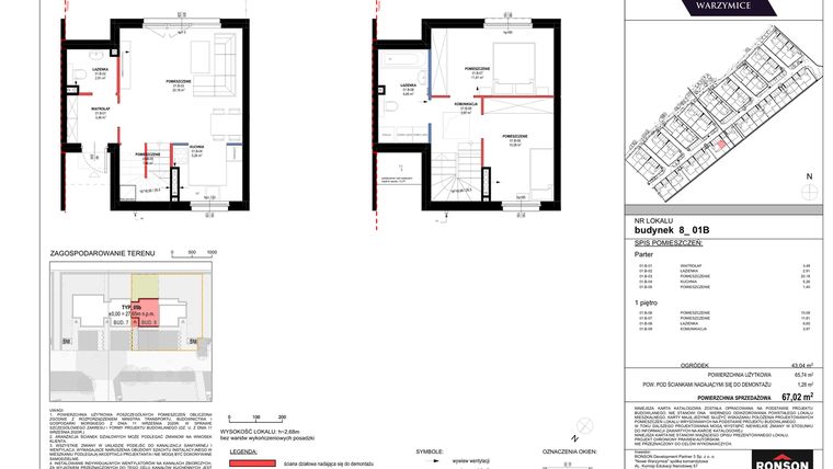 Rzut - Dom na sprzedaż 3 pokoje o powierzchni 67,02 m² - numer 8_01B w Nowe Warzymice 5