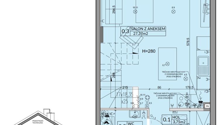 Rzut - Dom na sprzedaż 3 pokoje o powierzchni 72,53 m² - numer 25B w Nova Magdalenka 7