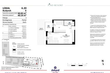 Rzut - Mieszkanie na sprzedaż 2 pokoje o powierzchni 40,12 m² - numer 6.20 w Pino Resort