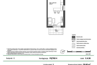 Rzut - Mieszkanie na sprzedaż 1 pokój o powierzchni 29,6 m² - numer E.4.36 w Nowy Świat Ostoja etap II - EFG