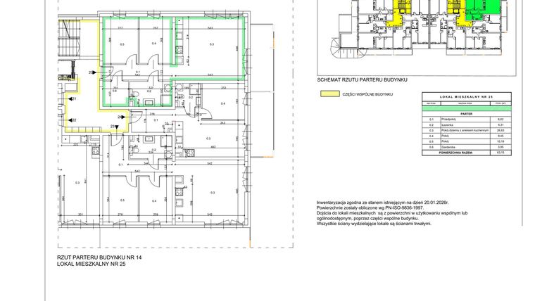 Rzut - Mieszkanie na sprzedaż 3 pokoje o powierzchni 63,15 m² - numer B05 w Lwowska 14