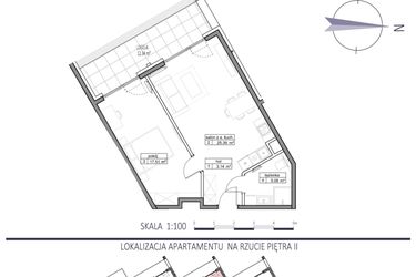 Rzut - Mieszkanie na sprzedaż 2 pokoje o powierzchni 51,12 m² - numer F21 w Apartamenty na Klifie bud. D, E i F