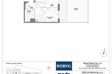 Rzut - Mieszkanie na sprzedaż 2 pokoje o powierzchni 39,73 m² - numer H2_0M04 w Piątkowo Residence etap II