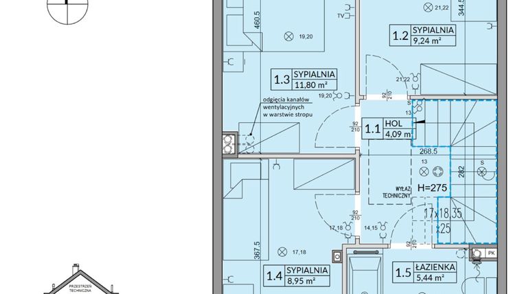 Rzut - Dom na sprzedaż 4 pokoje o powierzchni 85,17 m² - numer 173A w Arkady Walendów etap 3 i 4