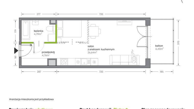 Rzut - Mieszkanie na sprzedaż 1 pokój o powierzchni 36,19 m² - numer A.083 w Żabiniec Vita