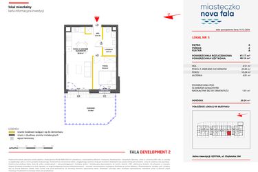 Rzut - Mieszkanie na sprzedaż 2 pokoje o powierzchni 41,17 m² - numer 5 w Miasteczko Nova Fala