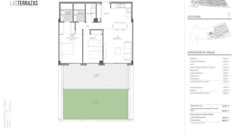 Rzut - Mieszkanie na sprzedaż 2 pokoje o powierzchni 132,9 m² - numer B9.P00 w Las Terrazaz de Macenas