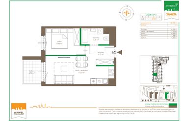 Rzut - Mieszkanie na sprzedaż 2 pokoje o powierzchni 36,14 m² - numer A/38 w Ostródzka 123 - II etap
