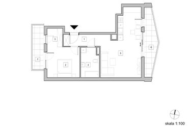 Rzut - Mieszkanie na sprzedaż 2 pokoje o powierzchni 55,43 m² - numer D1_2 w ATAL Zawiślańska