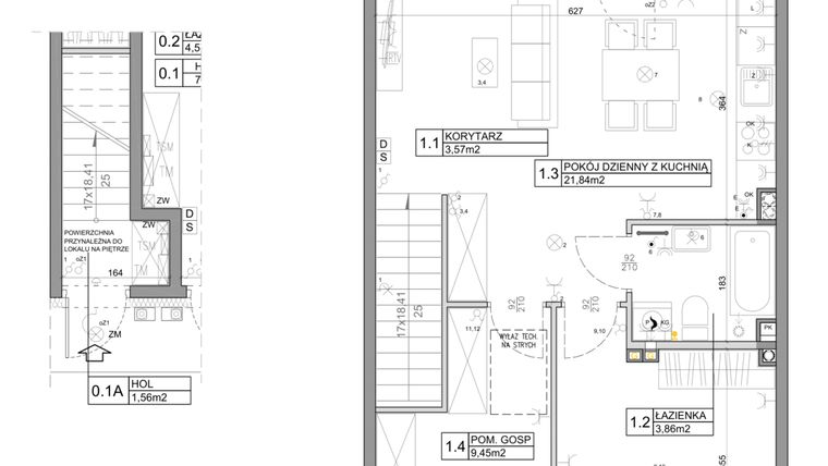 Rzut - Mieszkanie na sprzedaż 3 pokoje o powierzchni 58,82 m² - numer 76 w Manufaktura Marki 2 etap III