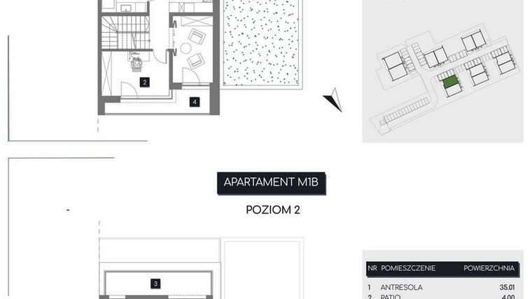 Rzut - Mieszkanie na sprzedaż 3 pokoje o powierzchni 109,08 m² - numer M1B w Rudava Park