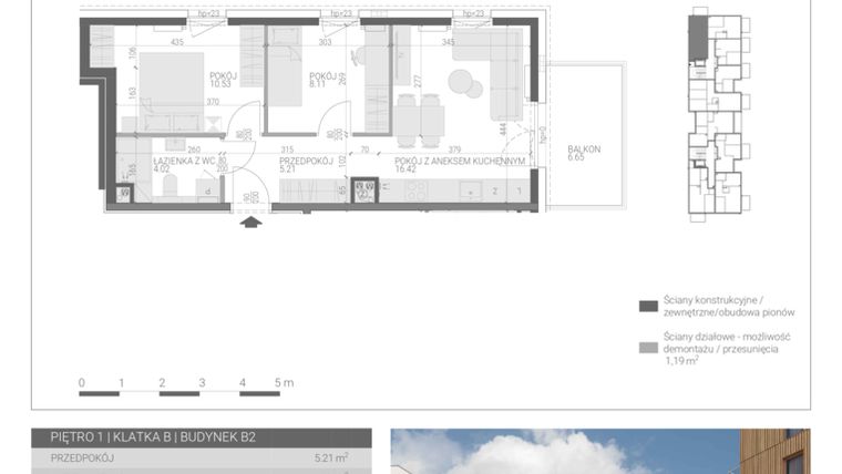 Rzut - Mieszkanie na sprzedaż 3 pokoje o powierzchni 44,29 m² - numer M-24 w Forma Augustów
