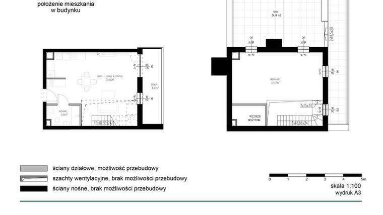 Rzut - Mieszkanie na sprzedaż 1 pokój o powierzchni 65,48 m² - numer M26 w Wędrowna II