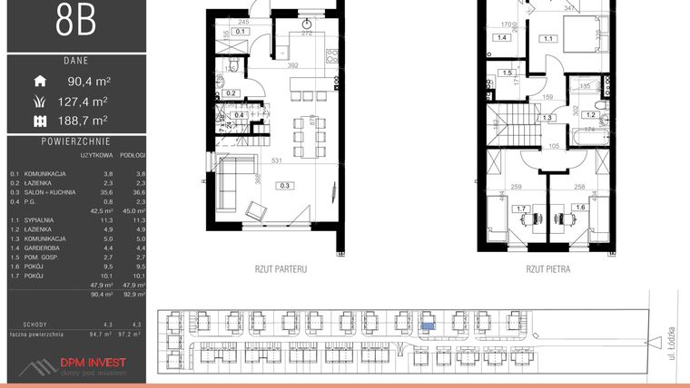 Rzut - Dom na sprzedaż 4 pokoje o powierzchni 94,7 m² - numer 8B w Family Park Ksawerów IV