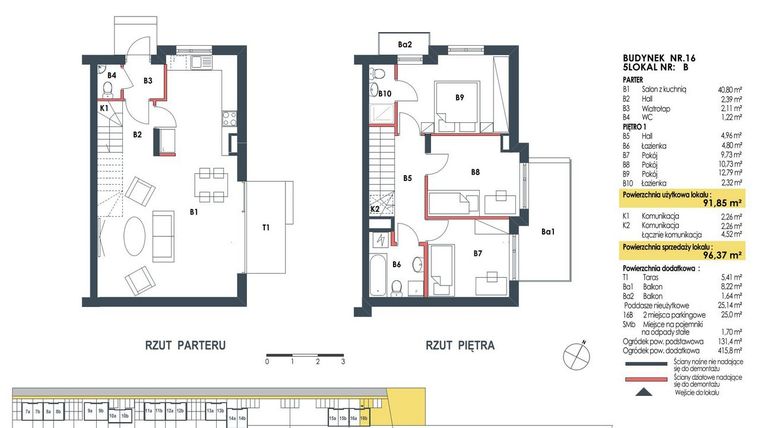 Rzut - Dom na sprzedaż 4 pokoje o powierzchni 96,96 m² - numer 16b w Waw.Re