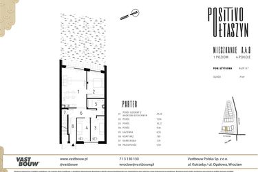 Rzut - Mieszkanie na sprzedaż 4 pokoje o powierzchni 84,91 m² - numer A.4.0 w Positivo Ołtaszyn
