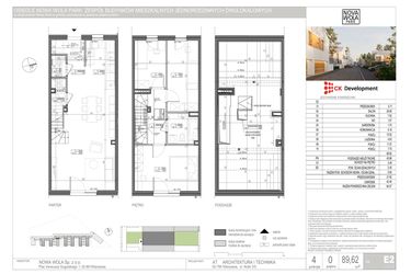 Rzut - Dom na sprzedaż 4 pokoje o powierzchni 89,62 m² - numer E.2 w Nova Wola Park