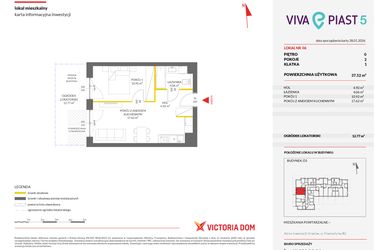 Rzut - Mieszkanie na sprzedaż 2 pokoje o powierzchni 37,52 m² - numer A.6 w Viva Piast 5