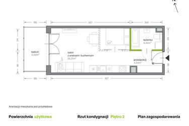 Rzut - Mieszkanie na sprzedaż 1 pokój o powierzchni 33,31 m² - numer A.090 w Żabiniec Vita