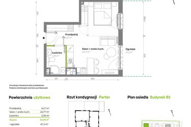 Rzut - Mieszkanie na sprzedaż 1 pokój o powierzchni 32,98 m² - numer B2.00.01 w Południe Vita