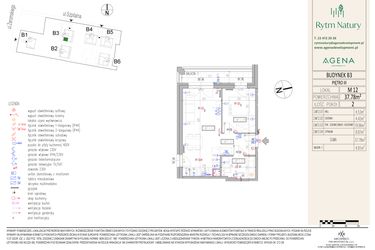 Rzut - Mieszkanie na sprzedaż 2 pokoje o powierzchni 37,78 m² - numer B3M12 w Rytm Natury