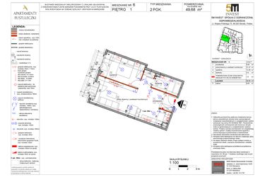 Rzut - Mieszkanie na sprzedaż 2 pokoje o powierzchni 48,18 m² - numer 6 w Apartamenty Pustułeczki