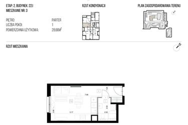 Rzut - Mieszkanie na sprzedaż 1 pokój o powierzchni 28,66 m² - numer 22J/03 w NATURAMA II