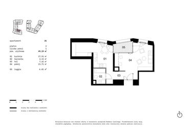 Rzut - Mieszkanie na sprzedaż 1 pokój o powierzchni 49,19 m² - numer 35 w Solna 6
