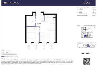 Rzut - Mieszkanie na sprzedaż 2 pokoje o powierzchni 34,96 m² - numer B2 – M0.6 w Primacasa