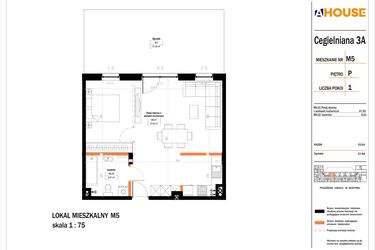 Rzut - Mieszkanie na sprzedaż 1 pokój o powierzchni 53,94 m² - numer 5 w Osiedle StaLove etap II