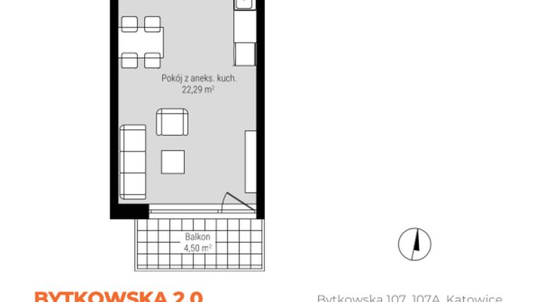 Rzut - Mieszkanie na sprzedaż 1 pokój o powierzchni 31,24 m² - numer B_M35 w Bytkowska 2.0