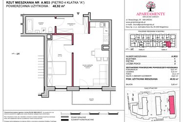 Rzut - Mieszkanie na sprzedaż 2 pokoje o powierzchni 48,92 m² - numer A.33 w Apartamenty Grójeckie Ogrody