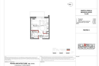 Rzut - Mieszkanie na sprzedaż 1 pokój o powierzchni 31,35 m² - numer A.29 w Piaseczno Residence