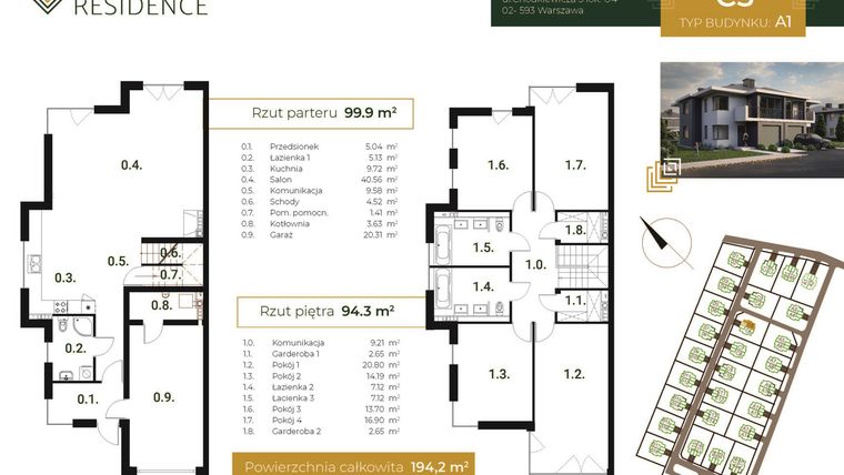 Rzut - Dom na sprzedaż 6 pokoi o powierzchni 194,2 m² - numer C.5 w Forest Residence II