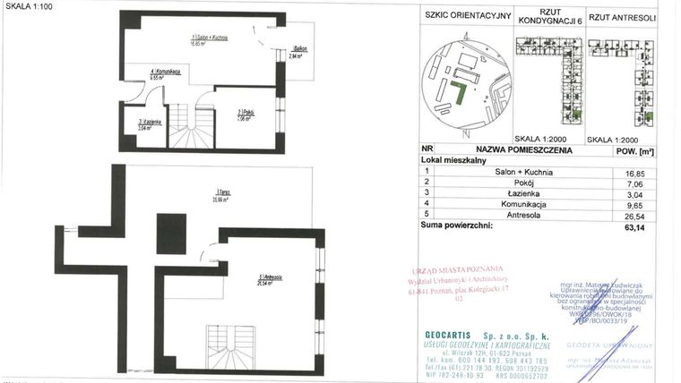 Rzut - Mieszkanie na sprzedaż 3 pokoje o powierzchni 63,14 m² - numer D163 w Jasielska 8C