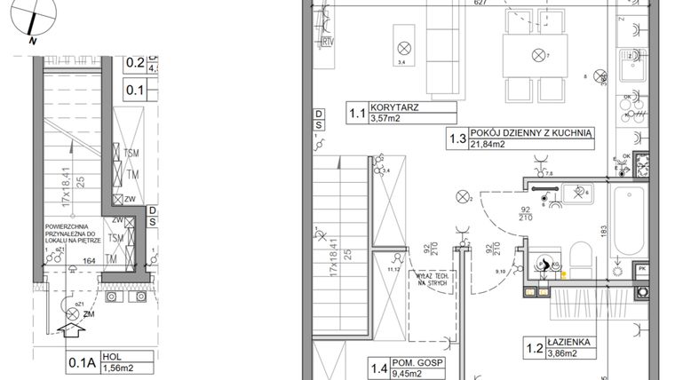 Rzut - Mieszkanie na sprzedaż 3 pokoje o powierzchni 58,82 m² - numer 104 w Manufaktura Marki 2 etap IV