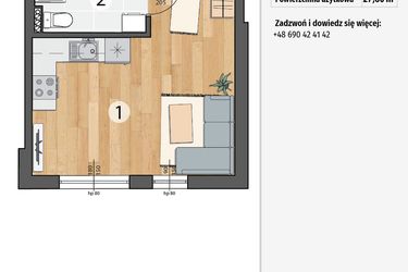 Rzut - Mieszkanie na sprzedaż 1 pokój o powierzchni 27,6 m² - numer G3-01 w Smolec pod Wrocławem Dobry Deweloper Milo
